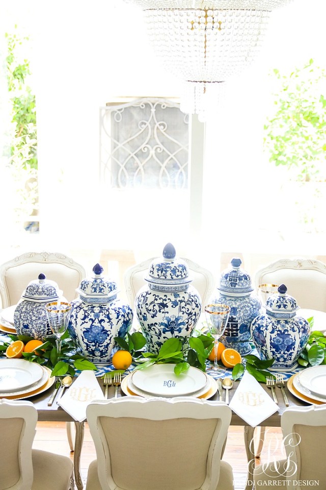 Blue-and-white-citrus-centerpiece-