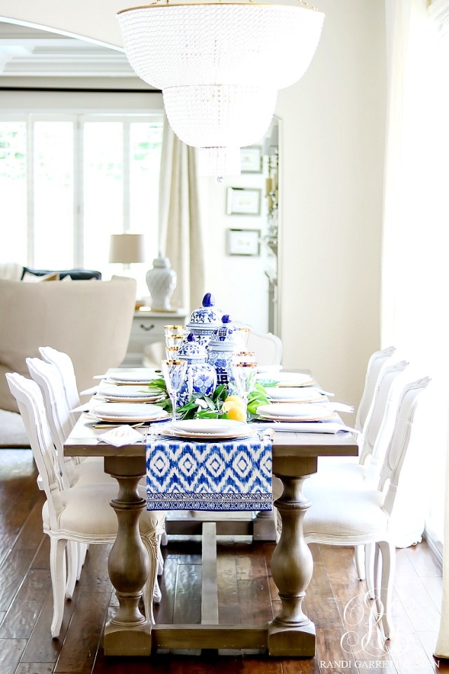 Blue-and-white-table-with-orange-leaves - Copy